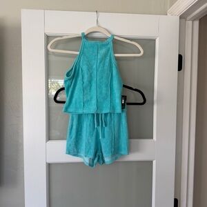 Fashion Nova Aqua Blue Halter Top